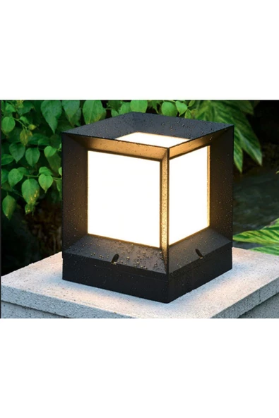 Beyaz Işık Ampullü Set Üstü Kare Küp Bahçe Aydınlatma Armatürü - Resim 6