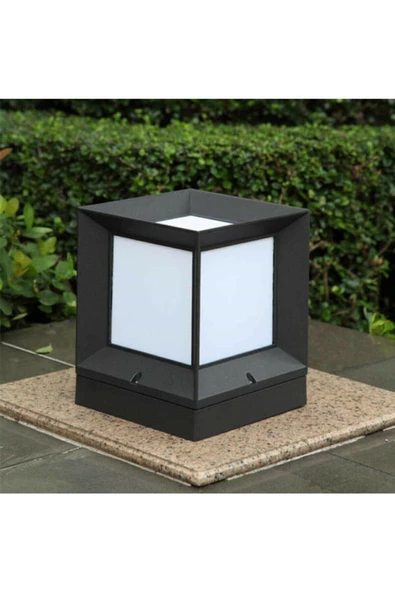 Beyaz Işık Ampullü Set Üstü Kare Küp Bahçe Aydınlatma Armatürü - Resim 7