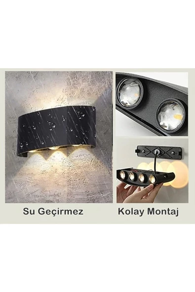 Uranüs Eskitme Plastik Kasa 10 Watt Gün Işığı Iç Dış Mekan Dekoratif Işık Süzmeli Led Aplik - Resim 3