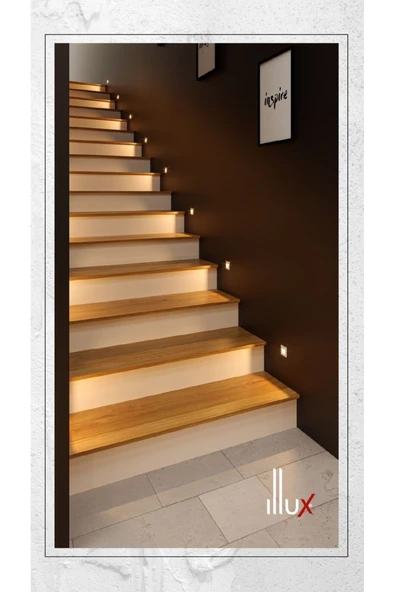 Mat Siyah Metal YUVARLAK Kasa, 3 Watt SENSÖRSÜZ, BEYAZ IŞIK, İç Mekan, Merdiven Ve Basamak Armatürü - Resim 6