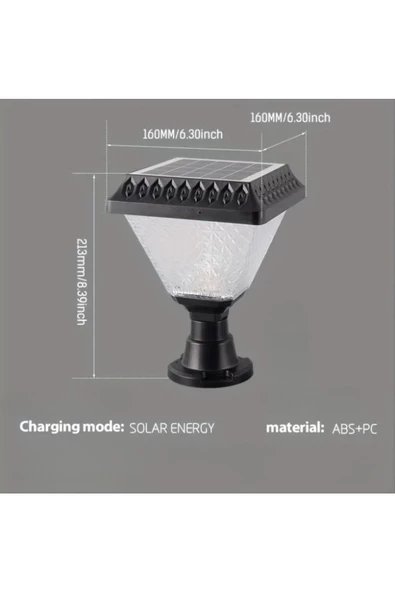 Güneş Enerjili Set Üstü Bahçe Armatürü, Solar Duvar Armatürü, Çim Üstü Solar Armatür, Set Üstü Aplik - 6