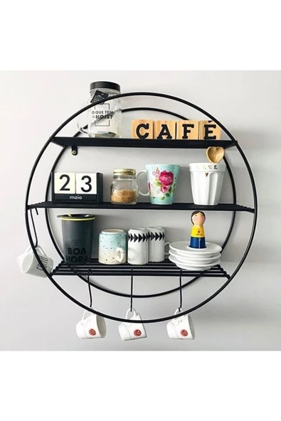 2 Adet Modern Duvar Rafı, Kaktüs, Obje, Biblo Rafı, Yuvarlak Dekoratik Mini Modern Tel Raf - 4