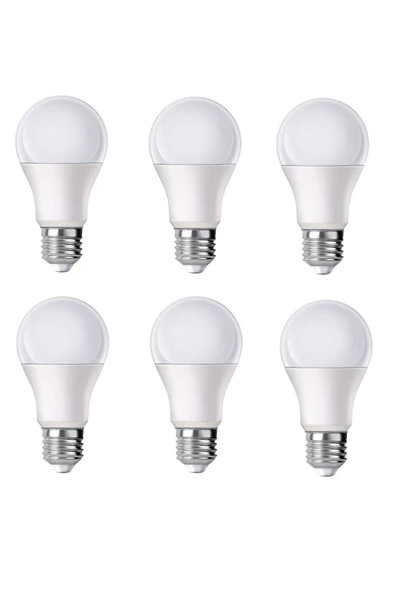 10w Led Ampul 6'lı Paket E27 Duy Gün Işığı (SARI) Led Ampul