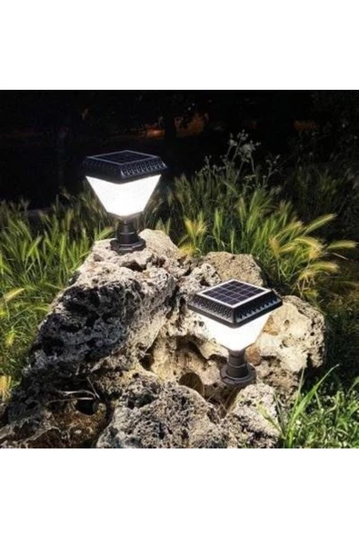 Güneş Enerjili Set Üstü Bahçe Armatürü, Solar Duvar Armatürü, Çim Üstü Solar Armatür, Set Üstü Aplik - 3