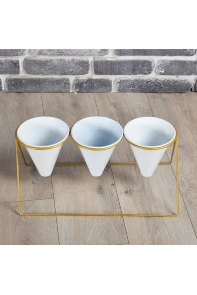 Vıpclass 3 Saksılı Metal Çiçek Standı - Saksılar Dahil - Vgb - Resim 4