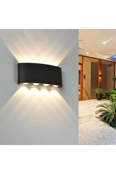 12 Watt 8 Mercekli Dekoratif Işık Süzmeli Led Aplik, Modern Led Armatür  İç ve Dış Mekan Aplik - 5