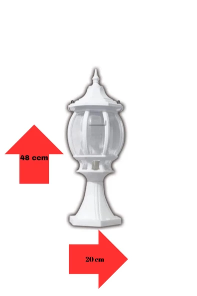 Sekizgen Beyaz Set Üstü Bahçe Armatürü, Bahçe Apliği, Set Üstü Dekoratif Armatür, Bahçe Armatürü - 4