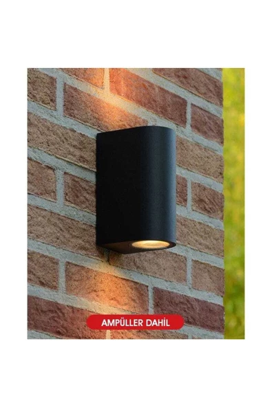 5 Adet Amber Işık Siyah Kasa Çift Yönlü Dekoratif Iç Ve Dış Mekan Duvar Apliği - Resim 3