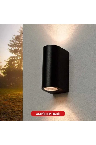 Yeşil Işık Ledli Siyah Kasa Çift Yönlü Dekoratif Iç Ve Dış Mekan Duvar Apliği - Resim 3