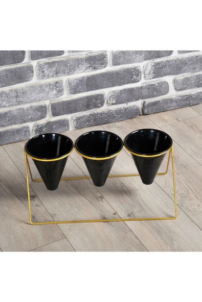 Vıpclass 3 Saksılı Metal Çiçek Standı - Saksılar Dahil - Vgs - 3