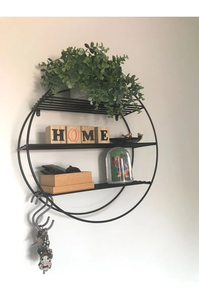 2 Adet Modern Duvar Rafı, Kaktüs, Obje, Biblo Rafı, Yuvarlak Dekoratik Mini Modern Tel Raf - 5