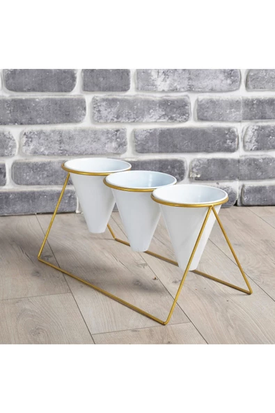Vıpclass 3 Saksılı Metal Çiçek Standı - Saksılar Dahil - Vgb - Resim 3