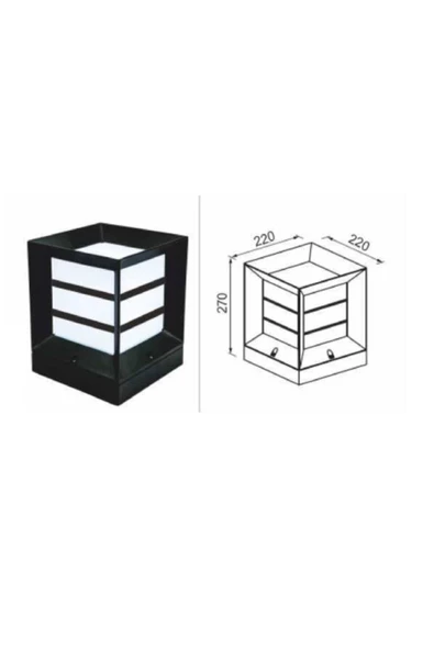 Set Üstü Panjurlu Küp Bahçe Armatürü - Izgaralı Küp Armatür Siyah - Resim 4