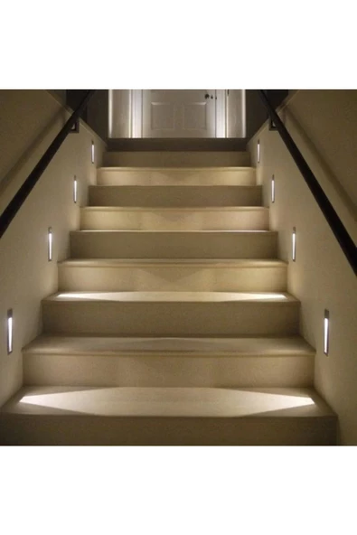 Mat Siyah, Dikdötgen Kasa, Sensörsüz 3 Watt Gün Işığı Led Merdiven, Basamak, Koridor, Hol Armatürü - 4