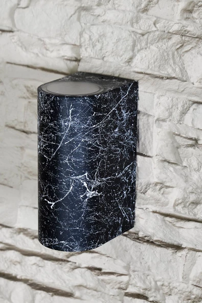 Mermer Desen Amber Işık Dekoratif Çift Yönlü Iç Dış Mekan Aplik - Resim 2