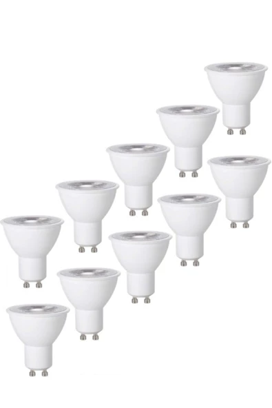 10 Adet 7 W Gün Işığı 1. Sınıf Gu10 Duy Led Ampul - 3000 Kelvin - 2
