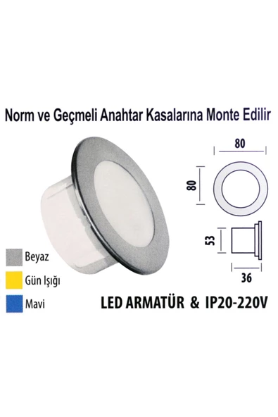 Led Armatür Krd08 Ip20 - 220v Beyaz Işık - Resim 2
