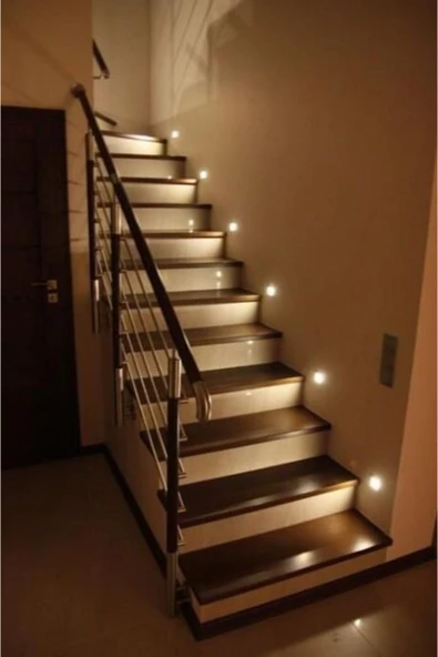 1. Kalite Yuvarlak Gün Işığı Sensörsüz Mat Krom Led Spot Basamak Armatürü ürün görseli 1