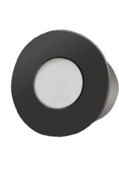 Mat Siyah Metal YUVARLAK Kasa, 3 Watt SENSÖRSÜZ, BEYAZ IŞIK, İç Mekan, Merdiven Ve Basamak Armatürü ürün görseli 1