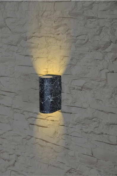 Mermer Desen Amber Işık Dekoratif Çift Yönlü Iç Dış Mekan Aplik - Resim 3