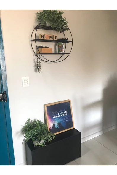 2 Adet Modern Duvar Rafı, Kaktüs, Obje, Biblo Rafı, Yuvarlak Dekoratik Mini Modern Tel Raf - 7