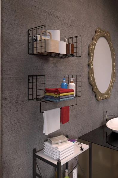 Ikili Set Banyo Mutfak Makyaj Kitap Baharat Çok Amaçlı Metal Raf - 2