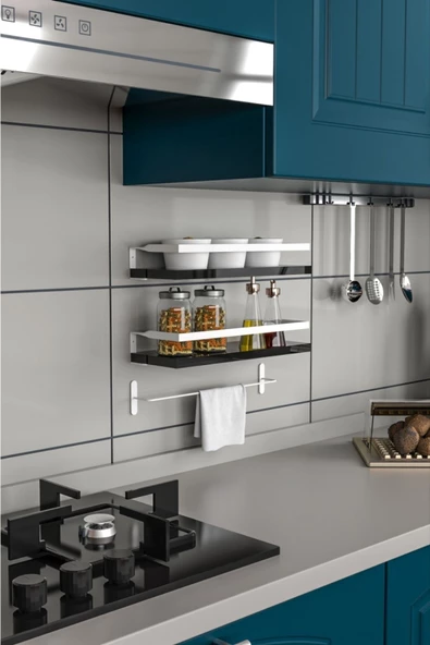 Olea Dekoratif Duvar Rafı Banyo Mutfak Organizer Raf Seti Obje Baharat Kaktüs Sukulent Rafı - 2