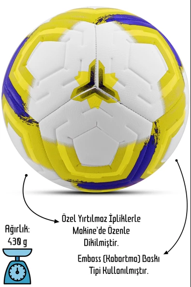 Telvesse Orijinal Futbol Topu Premiera Sert Zemin Halı Saha Futbol Topu Hibrit Sarı No:5 - 2