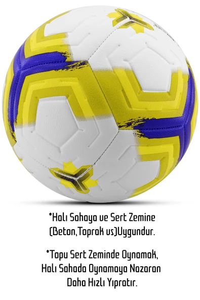 Telvesse Orijinal Futbol Topu Premiera Sert Zemin Halı Saha Futbol Topu Hibrit Sarı No:5 - 4
