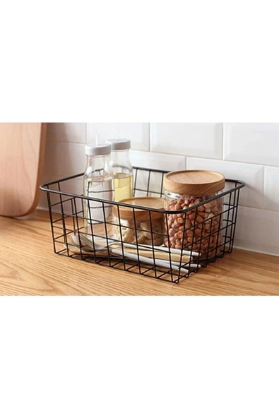 6 Adet Dolap Içi Organizer Banyo Mutfak Oyuncak Makyaj Sepeti Düzenleyici Izgara Metal Sepet - 5