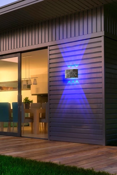 Uranüs Mermer Desen Kasa Mavi Işık Ledli Dekoratif Işık Süzmeli Iç Dış Mekan Modern Aplik - 3