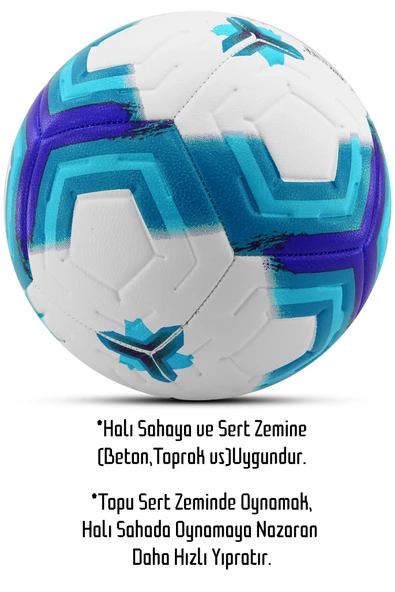 Telvesse Orijinal Futbol Topu Premiera Sert Zemin Halı Saha Futbol Topu Hibrit Mavi No:5 - 4