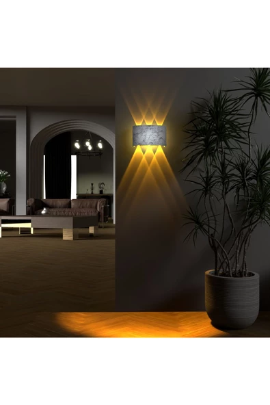 Uranüs Mermer Desen Kasa Amber Işık Ledli Dekoratif Işık Süzmeli Iç Dış Mekan Lüks Modern Aplik - 3