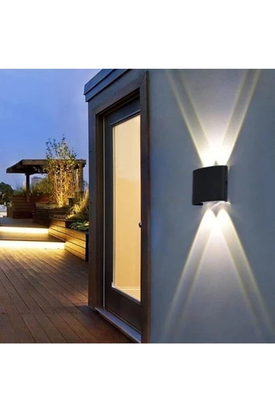 U2 Uranüs Siyah Kasa 10 W. Gün Işığı Dekoratif Çift Yönlü Iç Ve Dış Mekan Bahçe Balkon Teras Aplik - 2