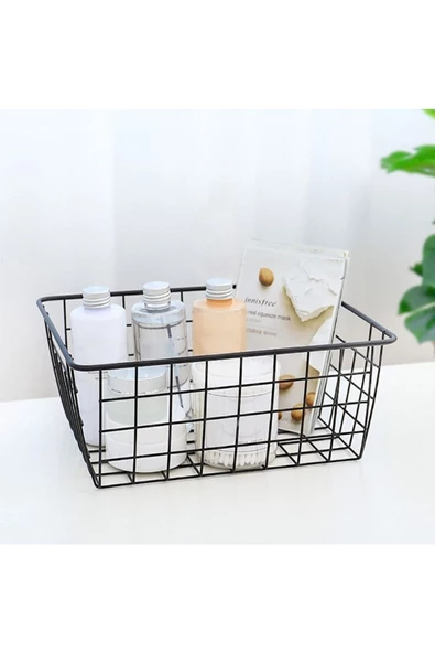 6 Adet Dolap Içi Organizer Banyo Mutfak Oyuncak Makyaj Sepeti Düzenleyici Izgara Metal Sepet - 4
