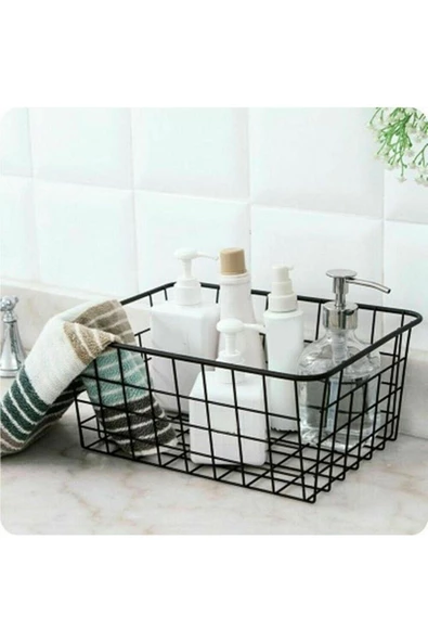 6 Adet Dolap Içi Organizer Banyo Mutfak Oyuncak Makyaj Sepeti Düzenleyici Izgara Metal Sepet - 6