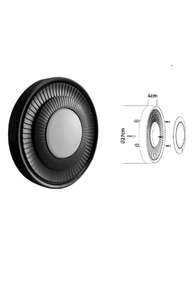 20W Siyah Sıva Üstü Led Armatür/3000K-G.Işığı/ 2000Lumen/A++