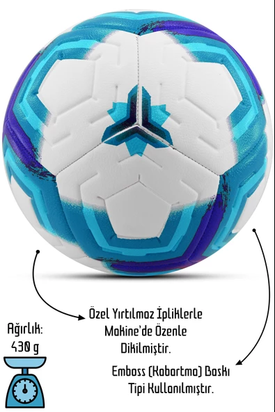 Telvesse Orijinal Futbol Topu Premiera Sert Zemin Halı Saha Futbol Topu Hibrit Mavi No:5 - 2