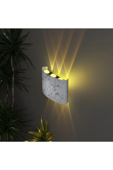 Uranüs Mermer Desen Kasa Amber Işık Ledli Dekoratif Işık Süzmeli Iç Dış Mekan Lüks Modern Aplik - 4