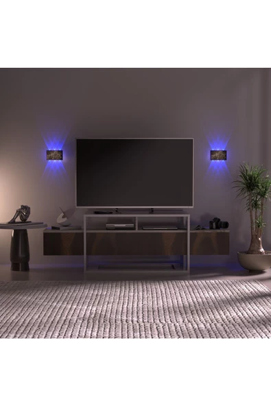 Uranüs Mermer Desen Kasa Mavi Işık Ledli Dekoratif Işık Süzmeli Iç Dış Mekan Modern Aplik - 6