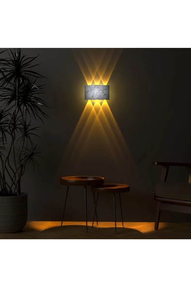Uranüs Mermer Desen Kasa Amber Işık Ledli Dekoratif Işık Süzmeli Iç Dış Mekan Lüks Modern Aplik - 2