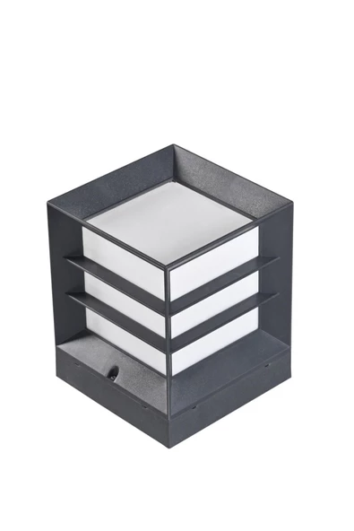 Antrasit Renk Izgaralı Kare Küp Bahçe Armatürü Set Üstü Aplik - Resim 2