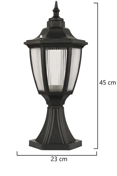 Set Üstü Fener Siyah Dış Mekan Bahçe Aydınlatma Armatürü - 2