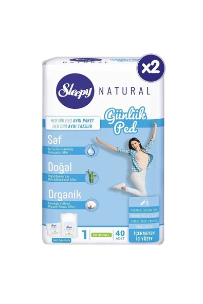 Sleepy Natural Günlük Ped Normal 80 Adet - Resim 2