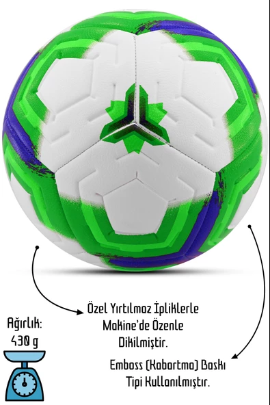 Telvesse Orijinal Futbol Topu Premiera Sert Zemin Halı Saha Futbol Topu Hibrit Yeşil No:5 - 2