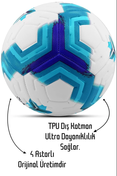 Telvesse Orijinal Futbol Topu Premiera Sert Zemin Halı Saha Futbol Topu Hibrit Mavi No:5 - 3