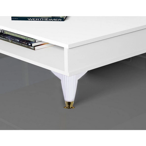 Mobilya Kanepe Masa Sehpa Ayağı 12 Cm Beyaz Baza Ayak 4 Adet - Masa Ayakları - Tek Ebat - 4