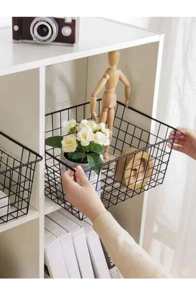 6 Adet Dolap Içi Organizer Banyo Mutfak Oyuncak Makyaj Sepeti Düzenleyici Izgara Metal Sepet - 7