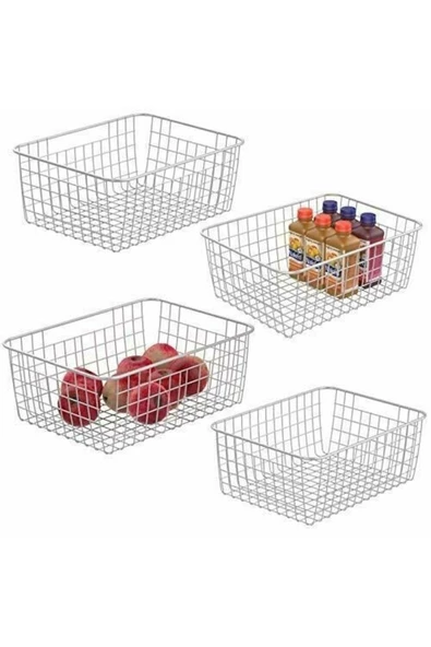 4 Adet Beyaz Renk Dolap Içi Organizer Banyo Mutfak Oyuncak Makyaj Sepeti Düzenleyici Toparlayıcı - 2