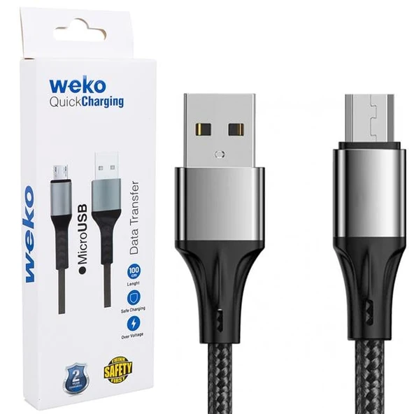 Weko WK-22023 USB To Micro USB Örgülü Lacivert Telefon Şarj Kablosu - 3